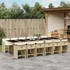 Image de vidaXL Ensemble à manger de jardin et coussins 13 pcs beige