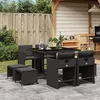 Image de vidaXL Ensemble à manger de jardin 9pcs coussins noir résine tressée