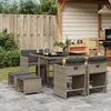 Image de Vidaxl Ensemble Ã Manger De Jardin 9 Pcs Coussins Gris RÃ©sine TressÃ©e