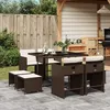 Image de vidaXL Vidaxl Ensemble À Manger De Jardin Et Coussins 9 Pcs Marron Poly Rotin