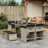 Image de Vidaxl Ensemble Ã Manger De Jardin Et Coussins 9 Pcs Gris Clair Rotin