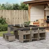 Image de vidaXL Ensemble à manger de jardin 11pcs avec coussins gris poly rotin