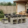 Image de Vidaxl Ensemble Ã Manger De Jardin 11pcs Avec Coussins Gris Poly Rotin