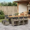Image de Vidaxl Ensemble Ã Manger De Jardin 11pcs Avec Coussins Gris Poly Rotin