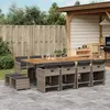 Image de Vidaxl Ensemble Ã Manger De Jardin Coussins 13 Pcs Gris RÃ©sine TressÃ©e
