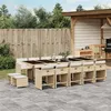 Image de vidaXL Ensemble à manger de jardin et coussins 15 pcs beige