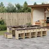 Image de vidaXL Ensemble à manger de jardin et coussins 15 pcs mélange beige