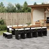 Image de Vidaxl Ensemble Ã Manger De Jardin 15 Pcs Coussins Noir RÃ©sine TressÃ©e