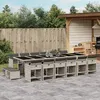 Image de vidaXL Ensemble à manger de jardin et coussins 17 pcs gris clair rotin