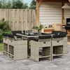Image de Vidaxl Ensemble Ã Manger De Jardin Et Coussins 9 Pcs Gris Clair Rotin
