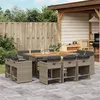 Image de vidaXL Ensemble à manger de jardin 11pcs avec coussins gris poly rotin