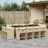 Image de vidaXL Ensemble à manger de jardin et coussins 13 pcs beige