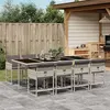 Image de vidaXL Ensemble à manger de jardin et coussins 9 pcs gris clair rotin