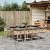 Image de vidaXL Ensemble à manger de jardin et coussins 9 pcs mélange beige