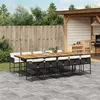 Image de vidaXL Ensemble à manger de jardin 11 pcs coussins noir résine tressée