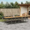 Image de vidaXL Vidaxl Ensemble À Manger De Jardin Coussins 13 Pcs Gris Résine Tressée