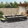 Image de vidaXL Ensemble à manger de jardin 17 pcs coussins noir résine tressée