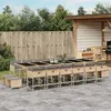 Image de vidaXL Ensemble à manger de jardin et coussins 17 pcs mélange beige