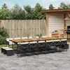 Image de Vidaxl Ensemble Ã Manger De Jardin 17 Pcs Coussins Noir RÃ©sine TressÃ©e
