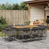 Image de vidaXL Vidaxl Ensemble À Manger De Jardin 11pcs Avec Coussins Gris Poly Rotin