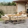 Image de vidaXL Ensemble à manger de jardin et coussins 11 pcs beige poly rotin