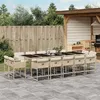 Image de vidaXL Ensemble à manger de jardin et coussins 15 pcs beige