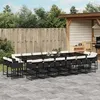Image de vidaXL Ensemble à manger de jardin 17 pcs coussins noir résine tressée