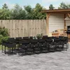 Image de Vidaxl Ensemble Ã Manger De Jardin 17 Pcs Coussins Noir RÃ©sine TressÃ©e