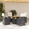 Image de vidaXL Ensemble à manger de jardin coussins 5pcs Noir Résine tressée