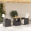 Image de vidaXL Ensemble à manger de jardin avec coussins 3 pcs Noir