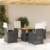 Image de vidaXL Ensemble à manger de jardin coussins 5pcs Noir Résine tressée