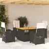 Image de vidaXL Ensemble à manger de jardin coussins 5pcs Noir Résine tressée