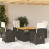 Image de Vidaxl Ensemble Ã Manger De Jardin Coussins 5pcs Noir RÃ©sine TressÃ©e