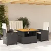 Image de vidaXL Ensemble à manger de jardin 4 pcs avec coussins noir