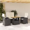 Image de vidaXL Ensemble à manger de jardin 4 pcs avec coussins noir