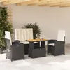 Image de Vidaxl Ensemble Ã Manger De Jardin 4 Pcs Avec Coussins Noir