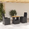 Image de vidaXL Ensemble à manger de jardin avec coussins 3 pcs Noir
