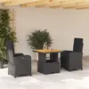 Image de vidaXL Ensemble à manger de jardin avec coussins 3 pcs Noir