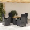 Image de Vidaxl Ensemble Ã Manger De Jardin Coussins 5pcs Noir RÃ©sine TressÃ©e