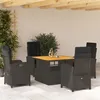 Image de vidaXL Ensemble à manger de jardin coussins 5pcs Noir Résine tressée