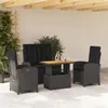 Image de vidaXL Ensemble à manger de jardin 4 pcs avec coussins noir