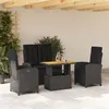 Image de vidaXL Ensemble à manger de jardin 4 pcs avec coussins noir