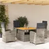 Image de vidaXL Ensemble à manger de jardin 5 pcs coussins gris résine tressée