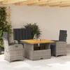 Image de Vidaxl Ensemble Ã Manger Jardin 4pcs Et Coussins Gris RÃ©sine TressÃ©e