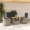Image de vidaXL Ensemble à manger jardin 4pcs et coussins Gris Résine tressée
