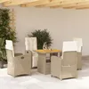 Image de vidaXL Vidaxl Ensemble À Manger De Jardin Avec Coussins 5pcs Beige Poly Rotin