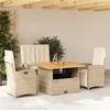 Image de vidaXL Ensemble à manger de jardin coussins 4 pcs beige résine tressée