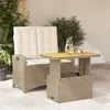 Image de vidaXL Ensemble à manger de jardin et coussins 2 pcs beige poly rotin