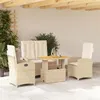 Image de vidaXL Ensemble à manger de jardin coussins 4 pcs beige résine tressée