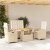Image de Vidaxl Ensemble Ã Manger De Jardin Coussins 4 Pcs Beige RÃ©sine TressÃ©e